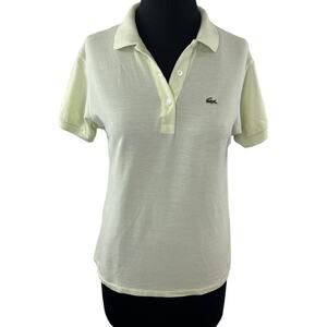 LACOSTE Yellow Pique Cotton Short Sleeve Polo Shirt Top Preppy Women's 6 FRANCE